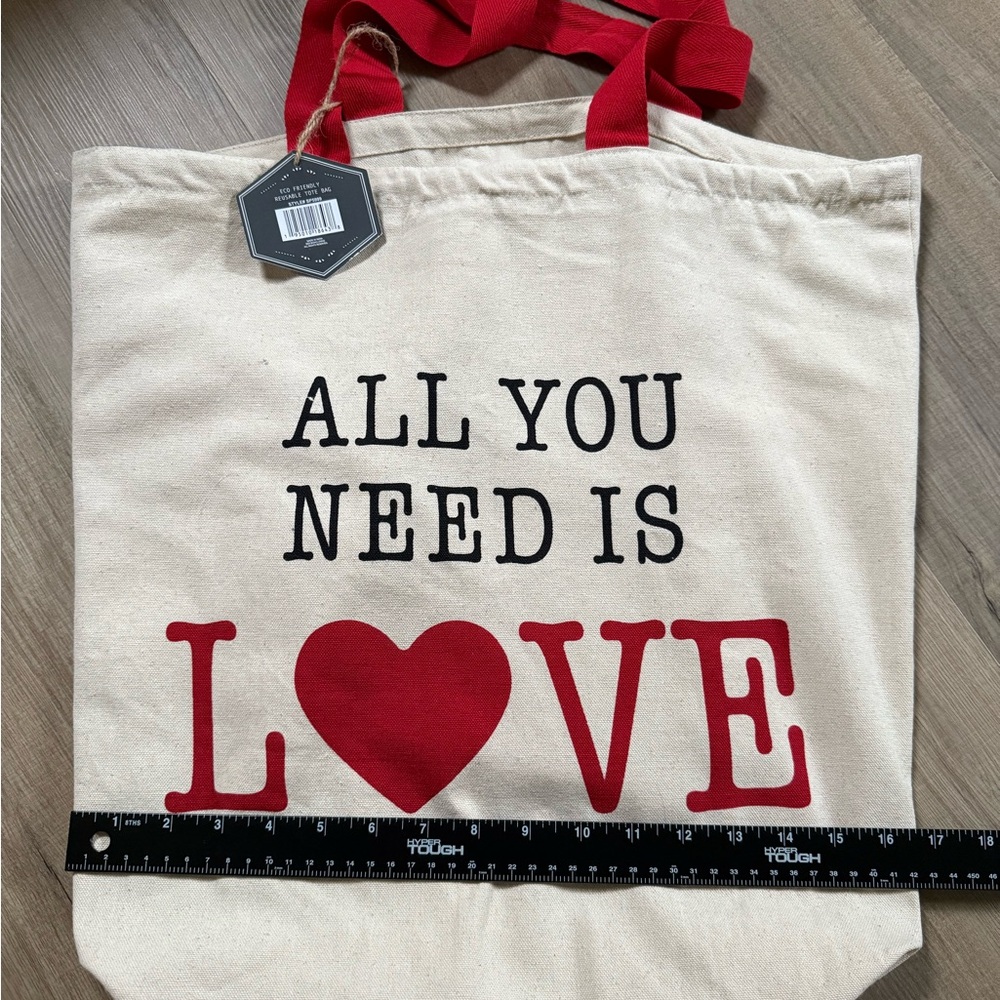 Canvas Tote Bag with Red Love Design